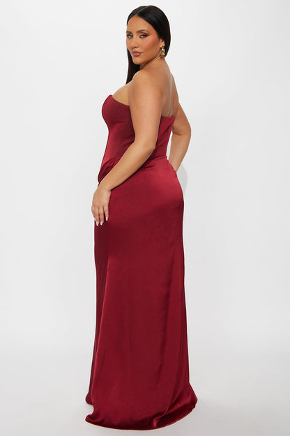 Girl Of Your Dreams Gown - Burgundy/combo