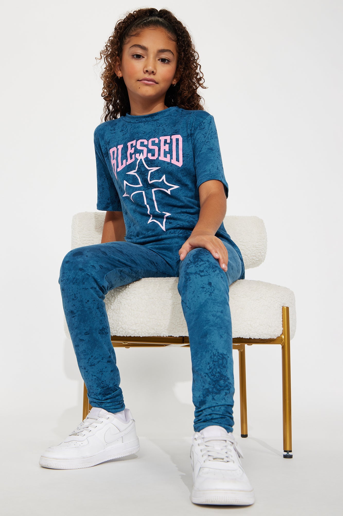 Mini So Blessed Pant Set - Indigo