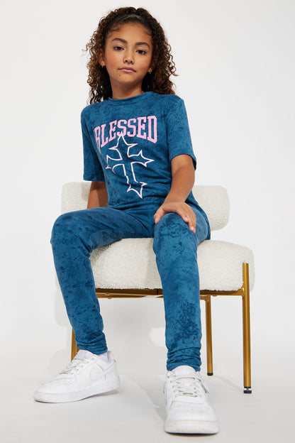 Mini So Blessed Pant Set - Indigo