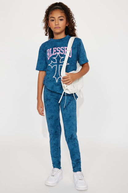 Mini So Blessed Pant Set - Indigo