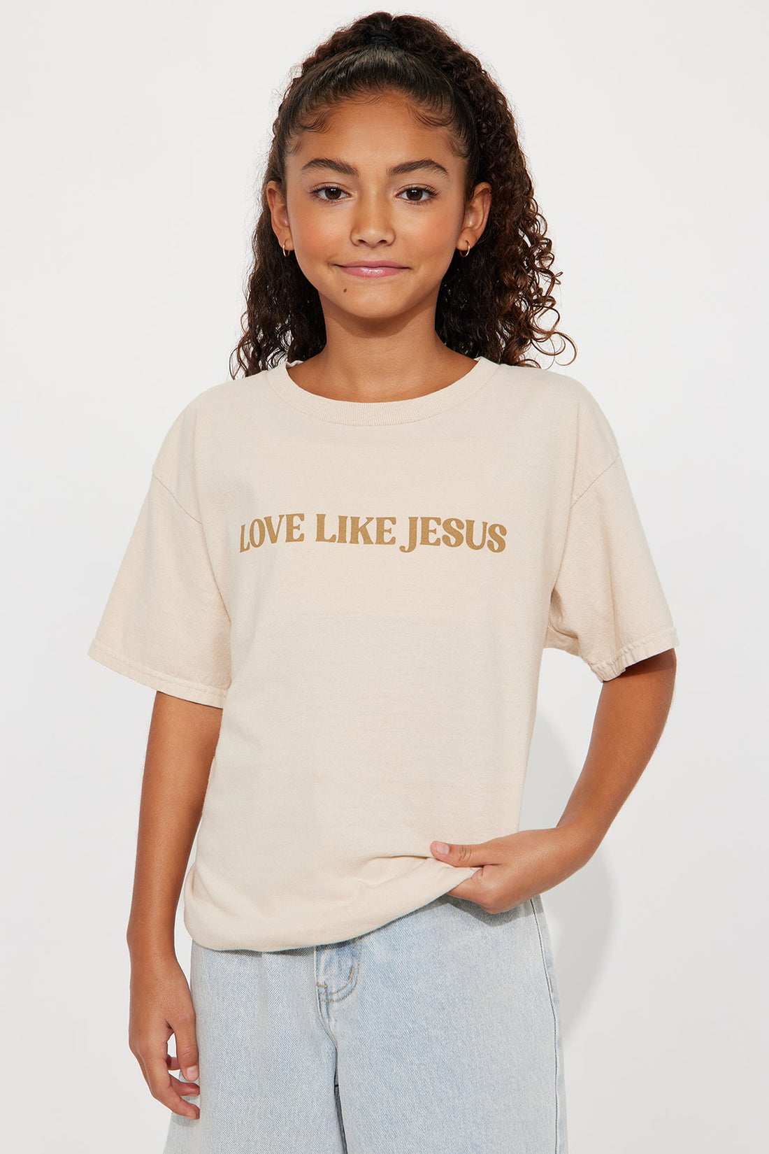 Mini Trust In The Lord Oversized Front/Back Tee - Sand