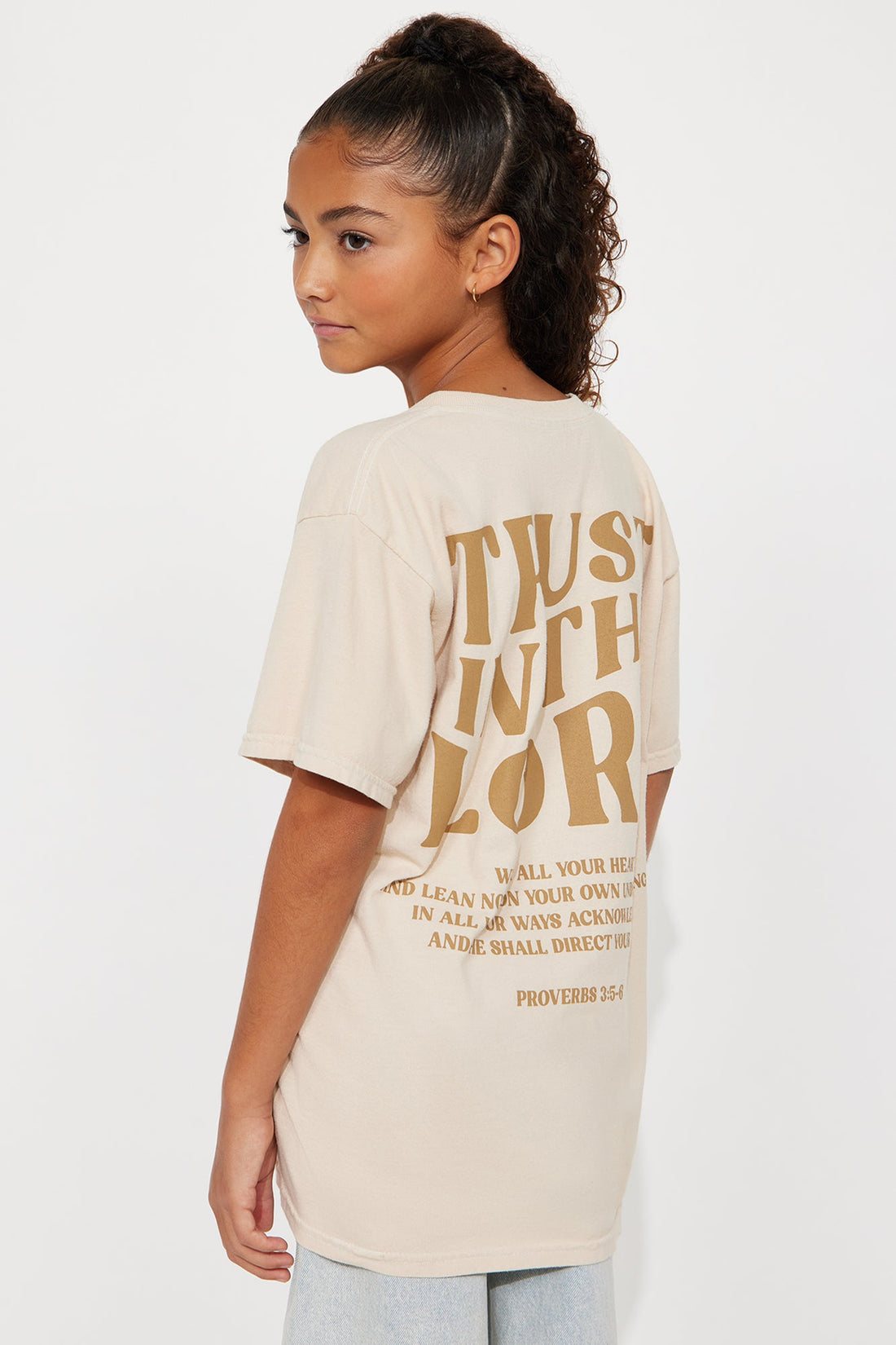 Mini Trust In The Lord Oversized Front/Back Tee - Sand