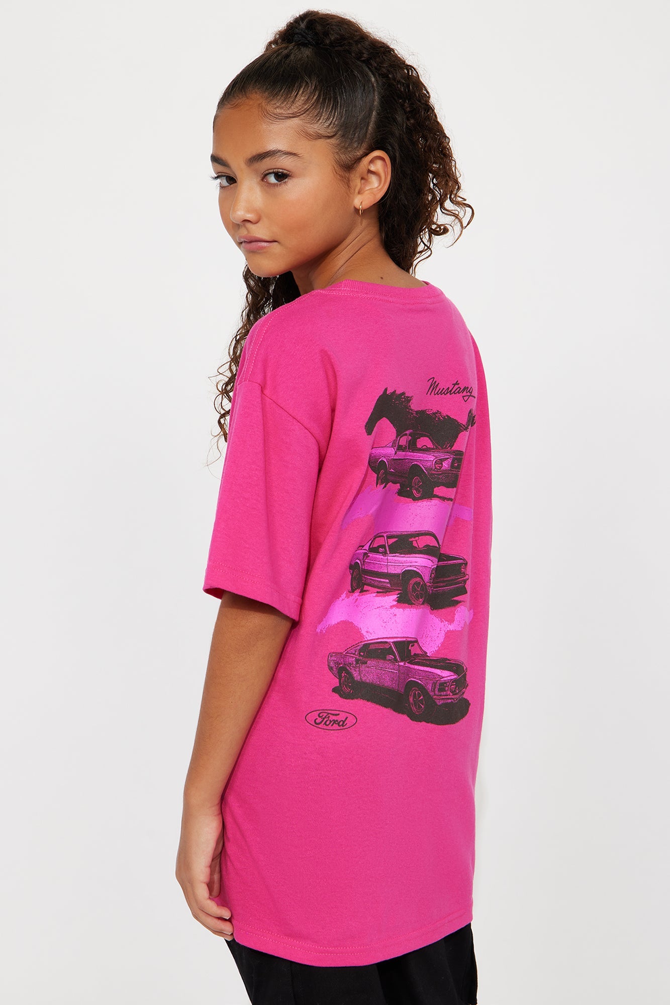 Mini Ford Mustang Short Sleeve Front/Back Tee - Pink