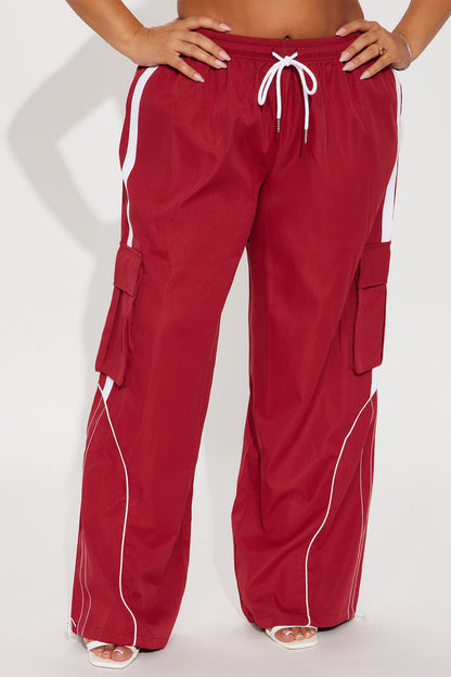Get To Know Me Cargo Track Pant - DarkRed