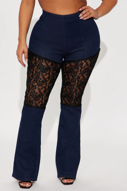 Lavishly Lace High Rise Bootcut Jeans - Dark Denim
