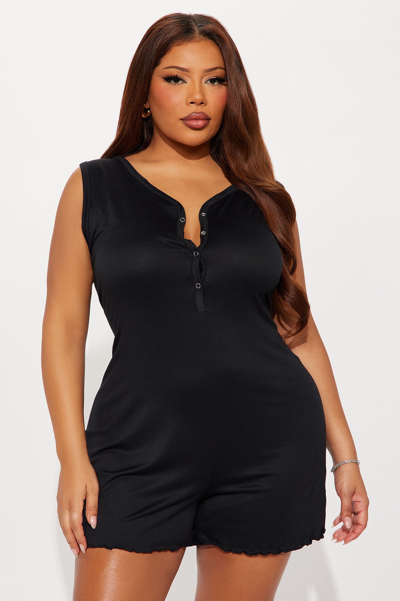 Dreaming Of You Henley PJ Romper Onesie - Black