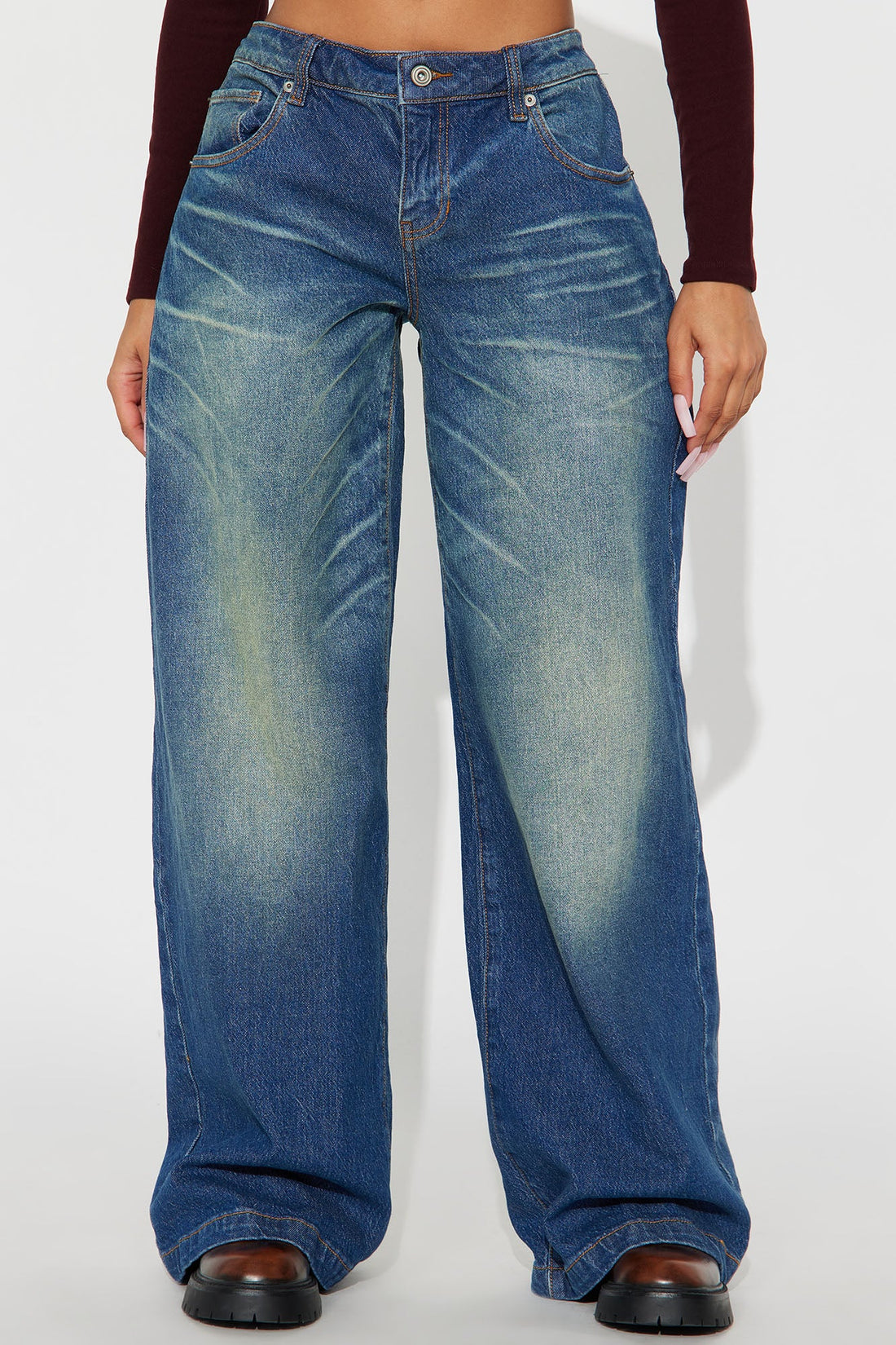 Uptown Gal Wide Leg Denim Jeans - Medium Wash
