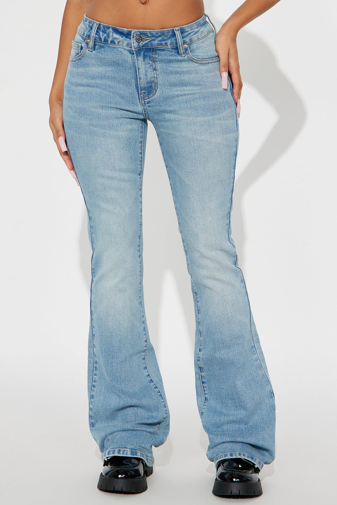 Forever Stretch Low Rise Flare Jeans - Medium Wash