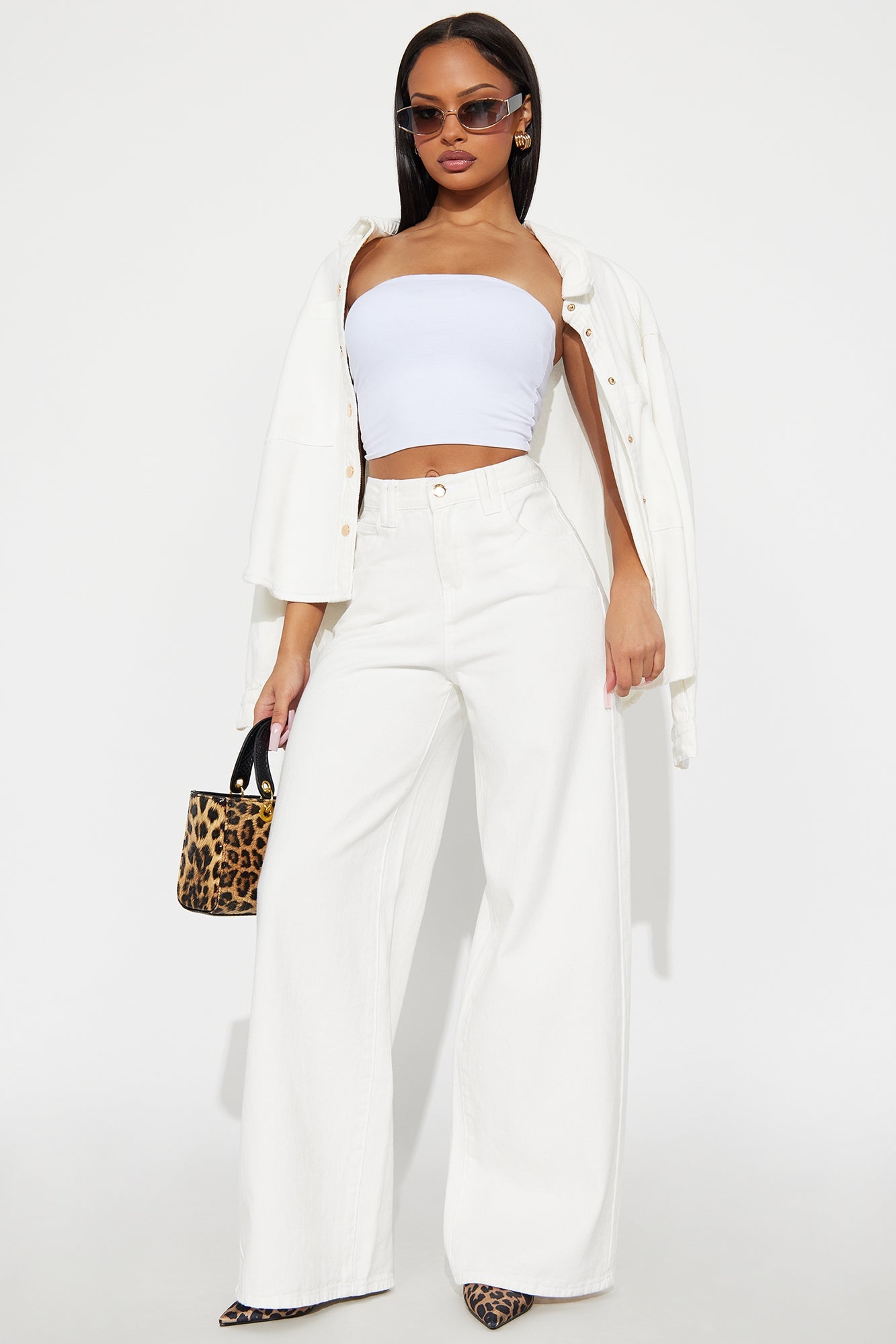 Très Jolie Denim Shacket - White
