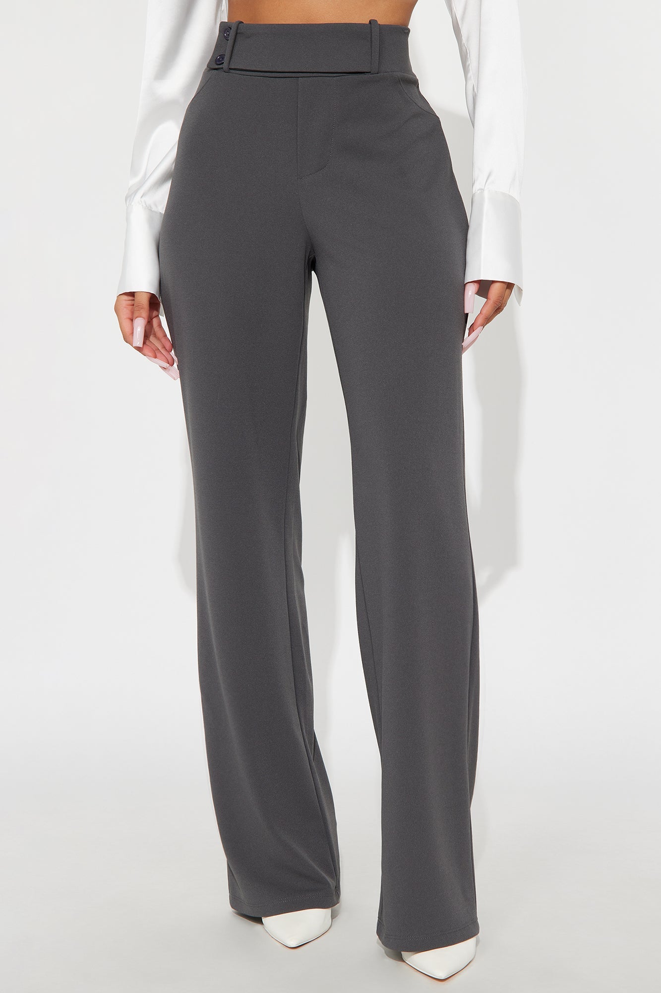 Office Tea Straight Leg Trouser Pant - Charcoal