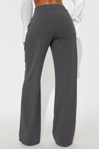 Office Tea Straight Leg Trouser Pant - Charcoal