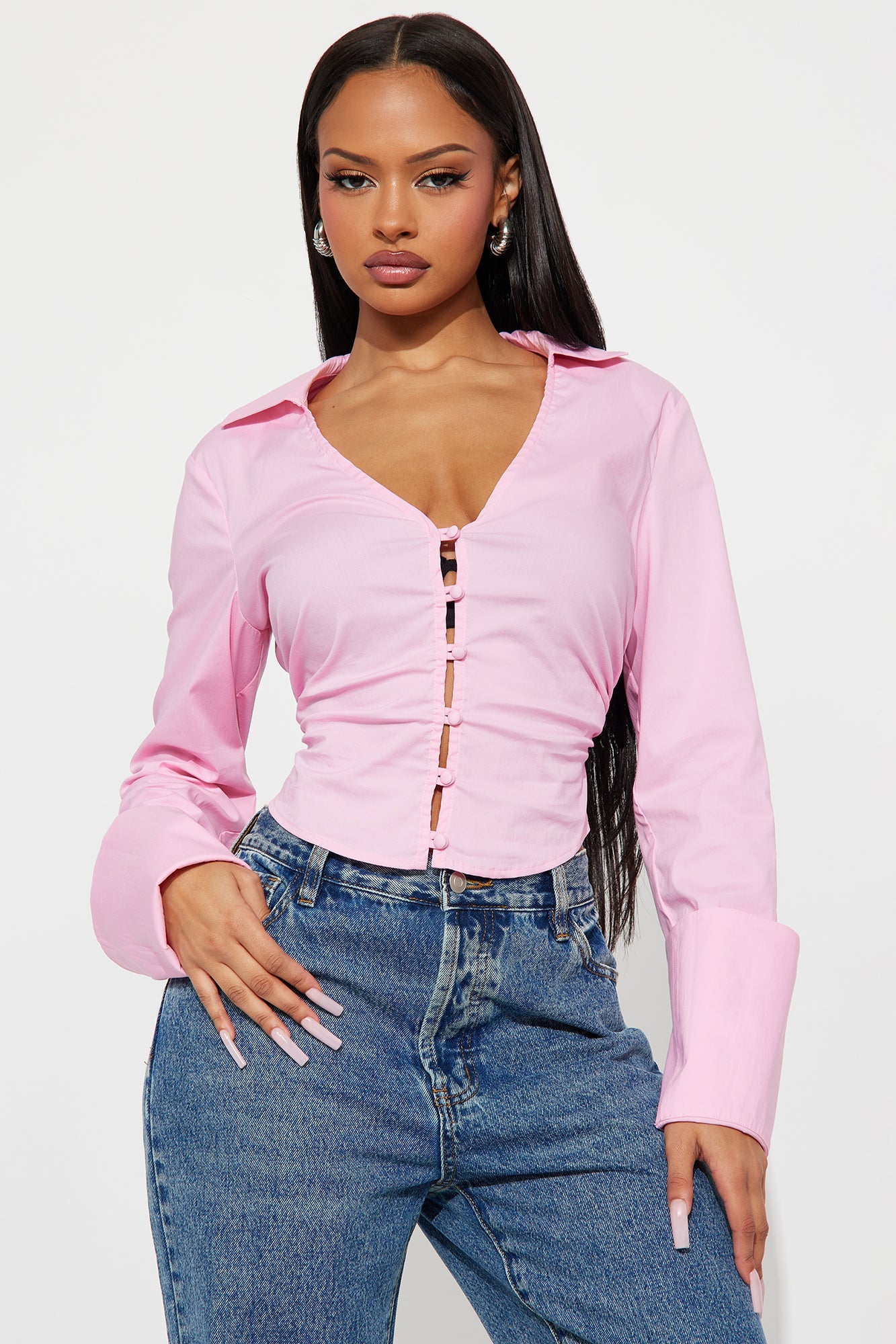 Wait On It Poplin Shirt - Pink
