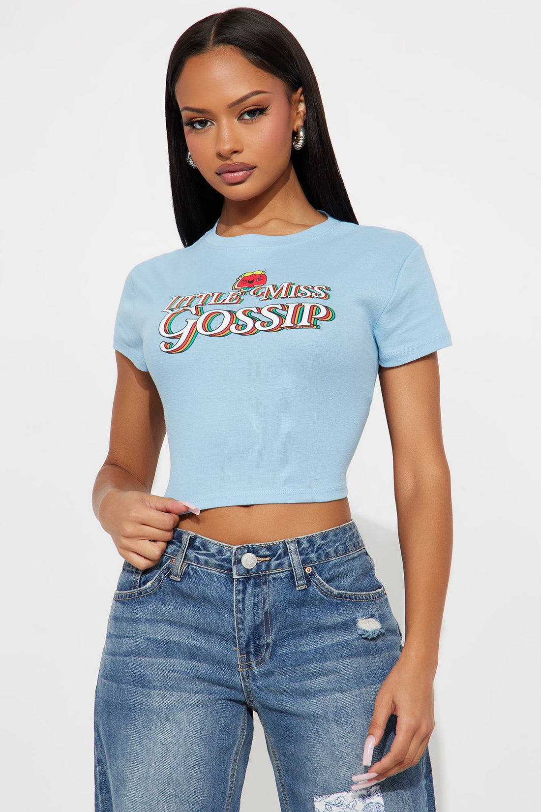 Little Miss Gossip Girl Baby Tee - Light Blue