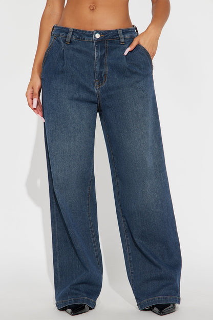 Everly Trouser Straight Leg Jeans - Dark Wash