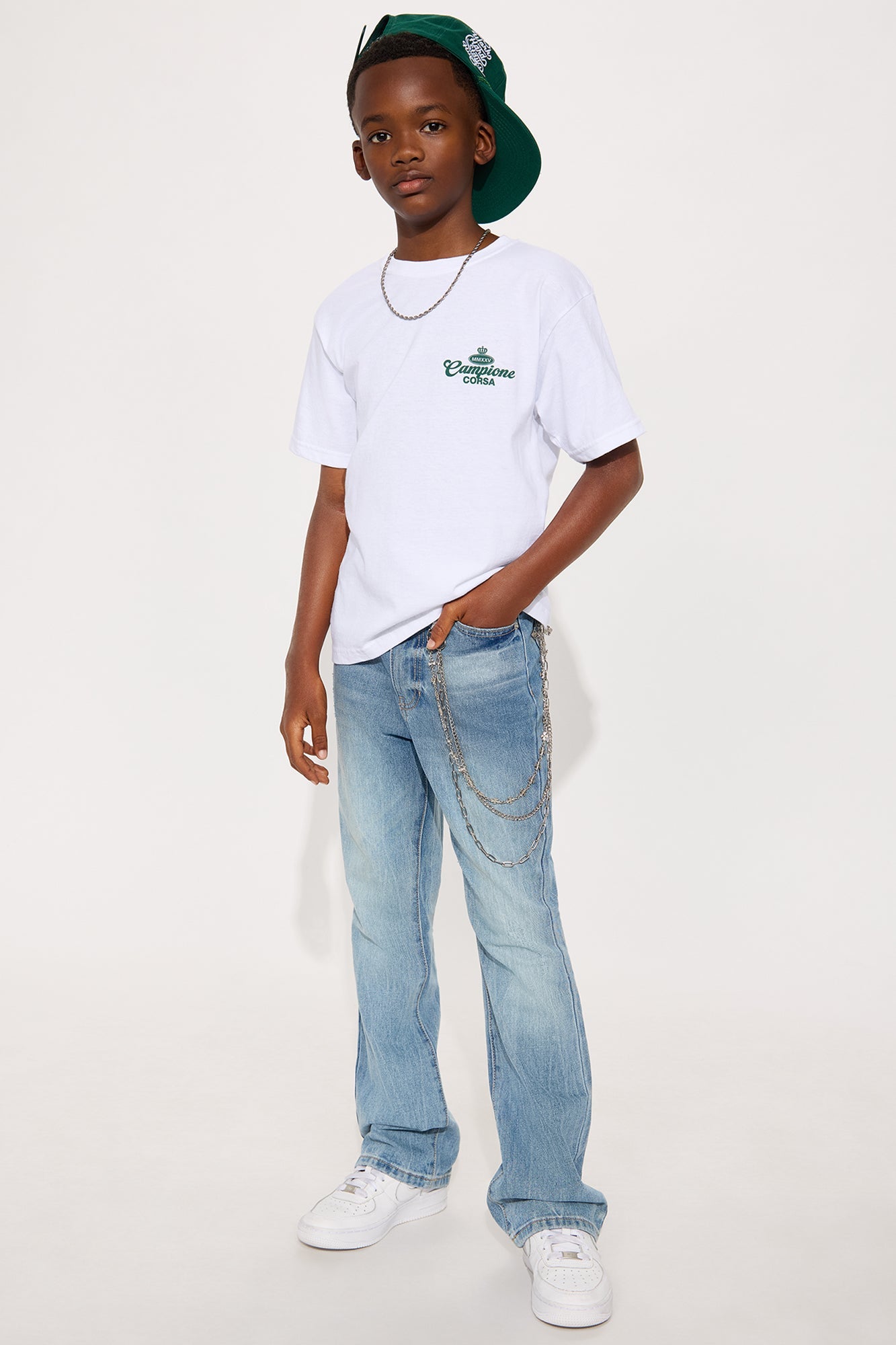 Mini Campione Corsa Short Sleeve Front/Back Tee - White