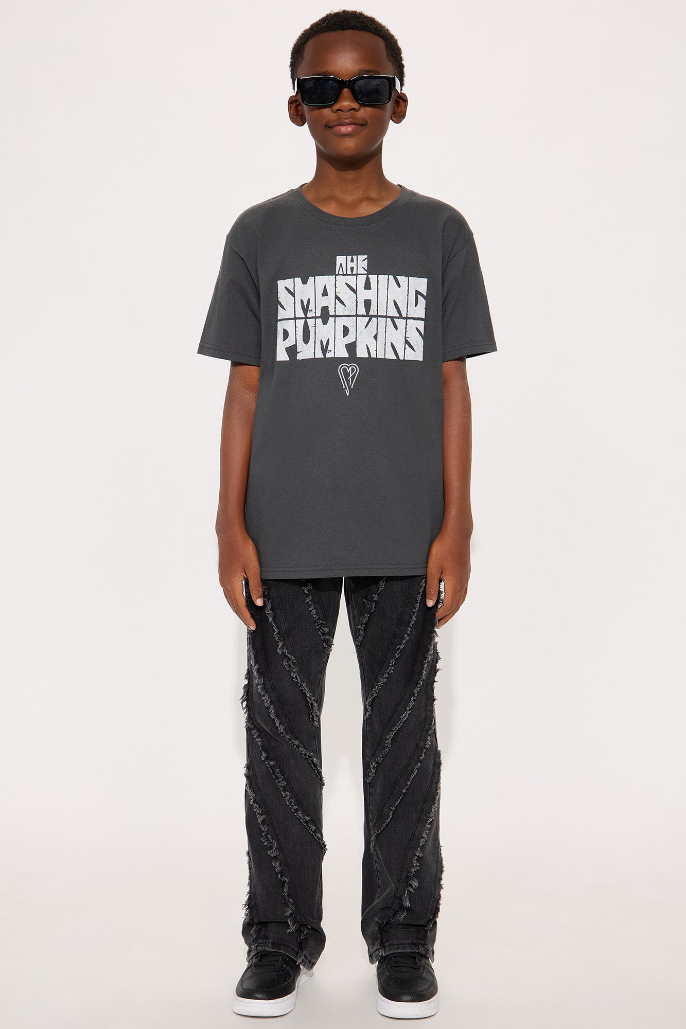 Mini Smashing Pumpkins The World Is A Vampire Short Sleeve Front/Back Tee - Charcoal