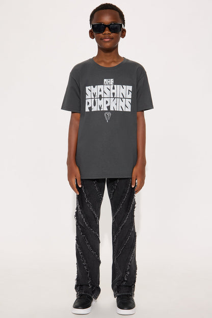 Mini Smashing Pumpkins The World Is A Vampire Short Sleeve Front/Back Tee - Charcoal