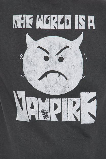 Mini Smashing Pumpkins The World Is A Vampire Short Sleeve Front/Back Tee - Charcoal