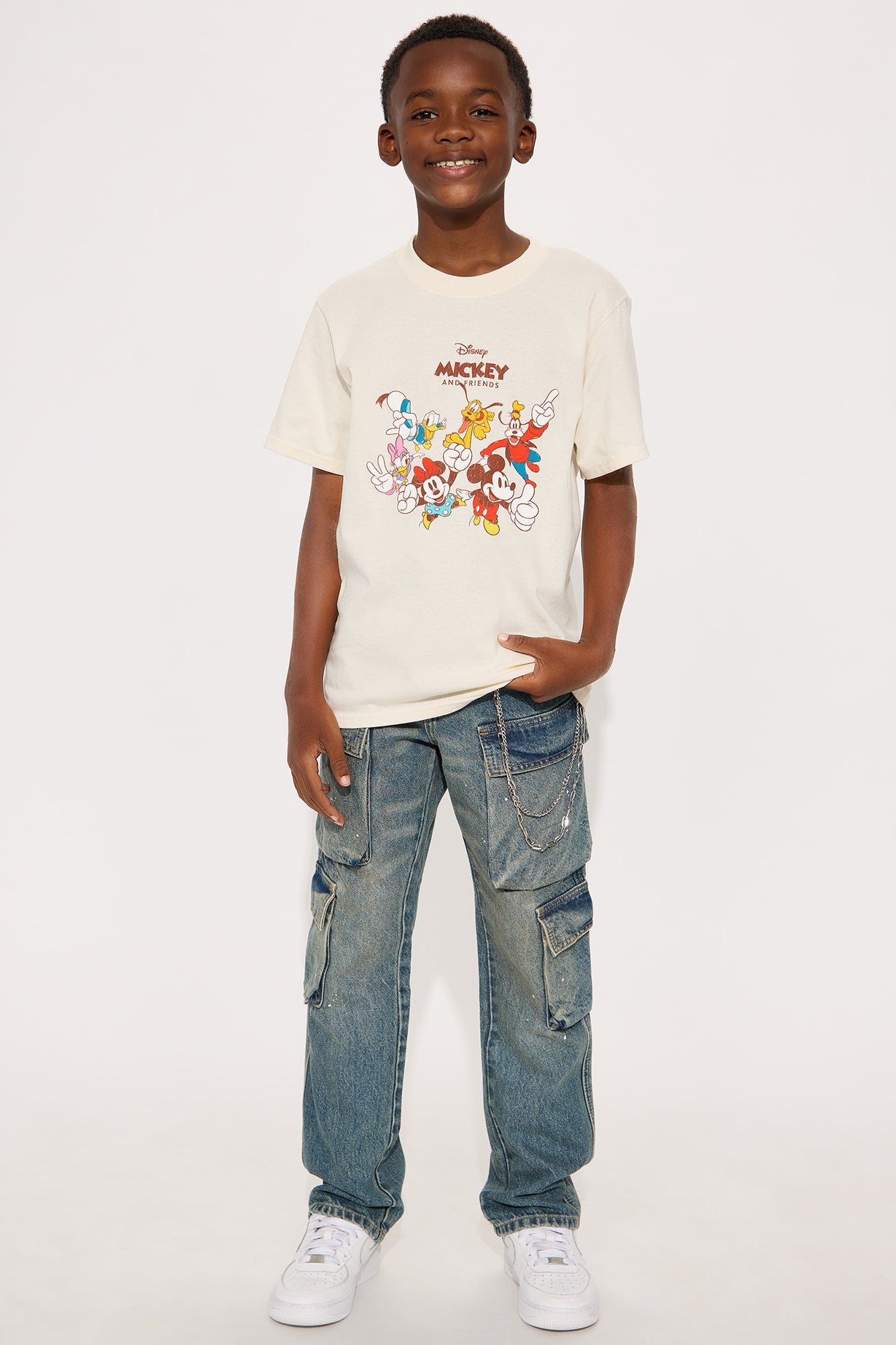 Mini Disney Mickey And Friends Short Sleeve Front/Back Tee - Natural