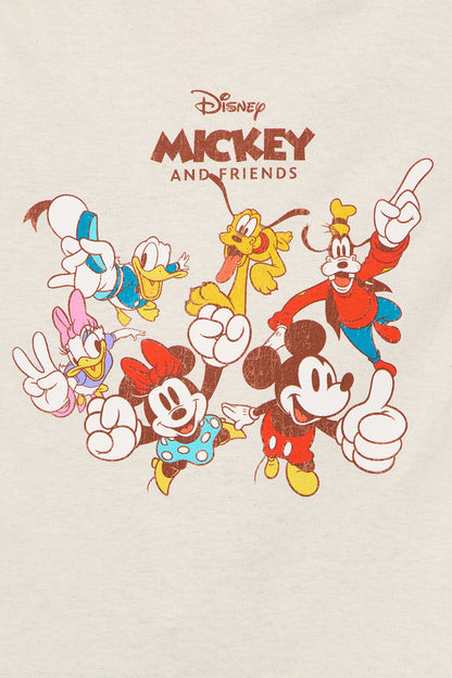 Mini Disney Mickey And Friends Short Sleeve Front/Back Tee - Natural