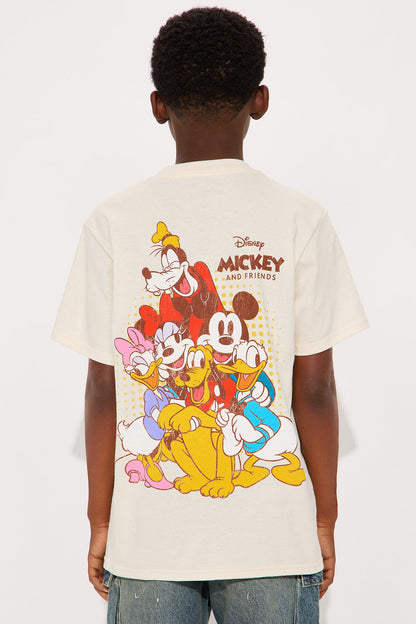 Mini Disney Mickey And Friends Short Sleeve Front/Back Tee - Natural
