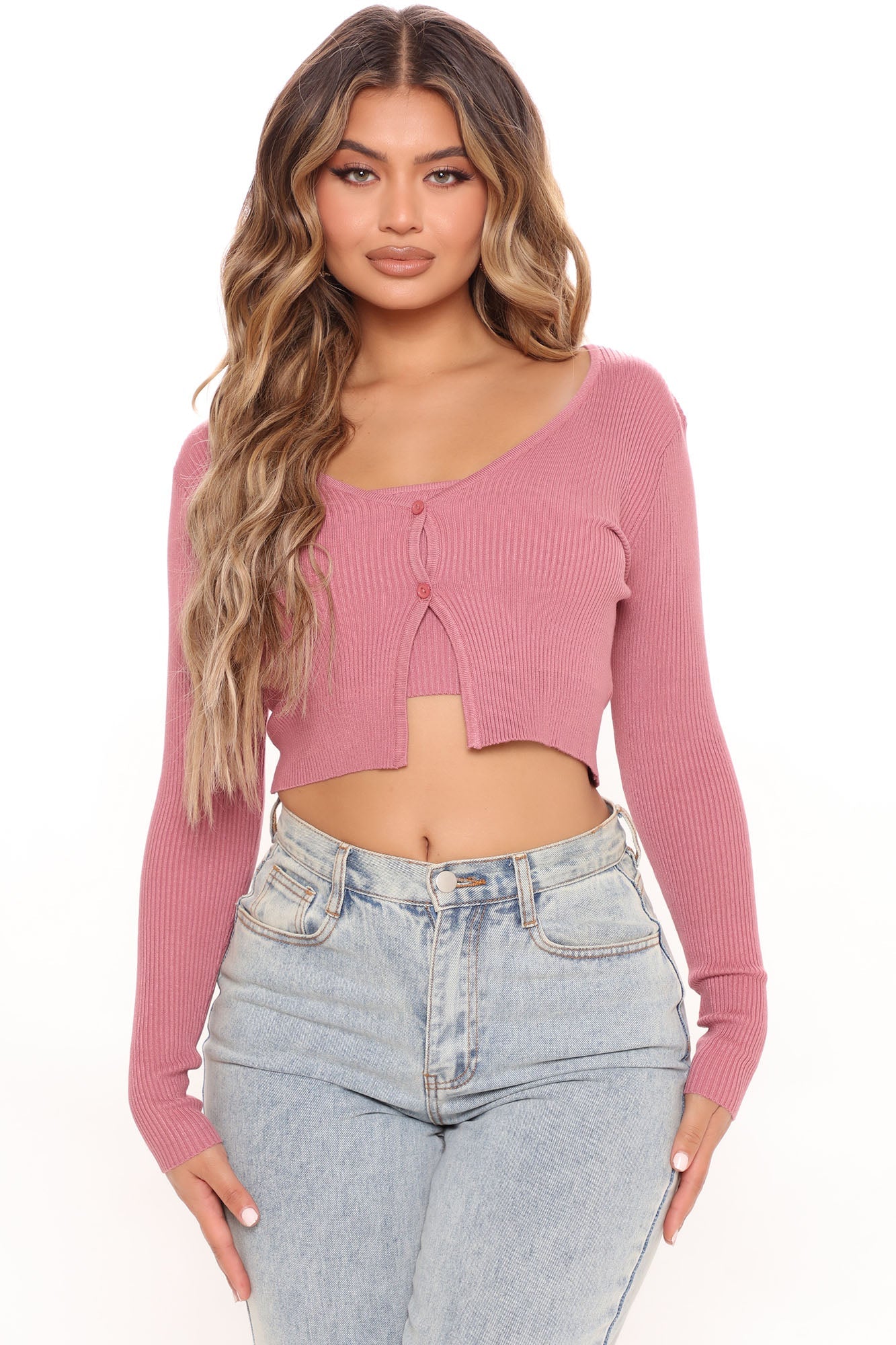 Early Sunsets Sweater Set - Mauve