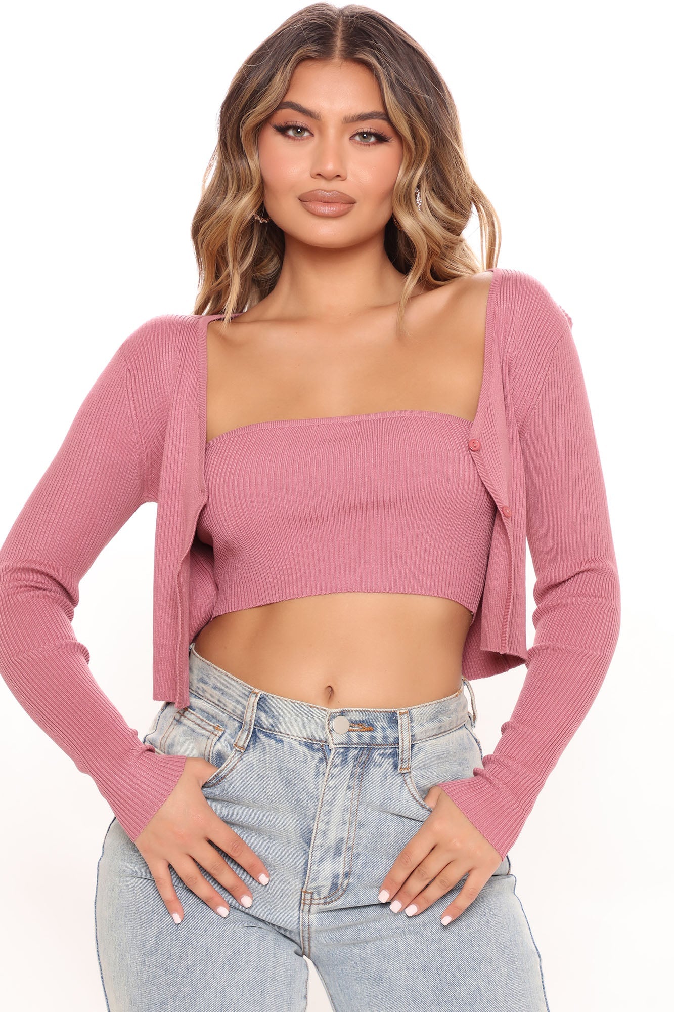 Early Sunsets Sweater Set - Mauve