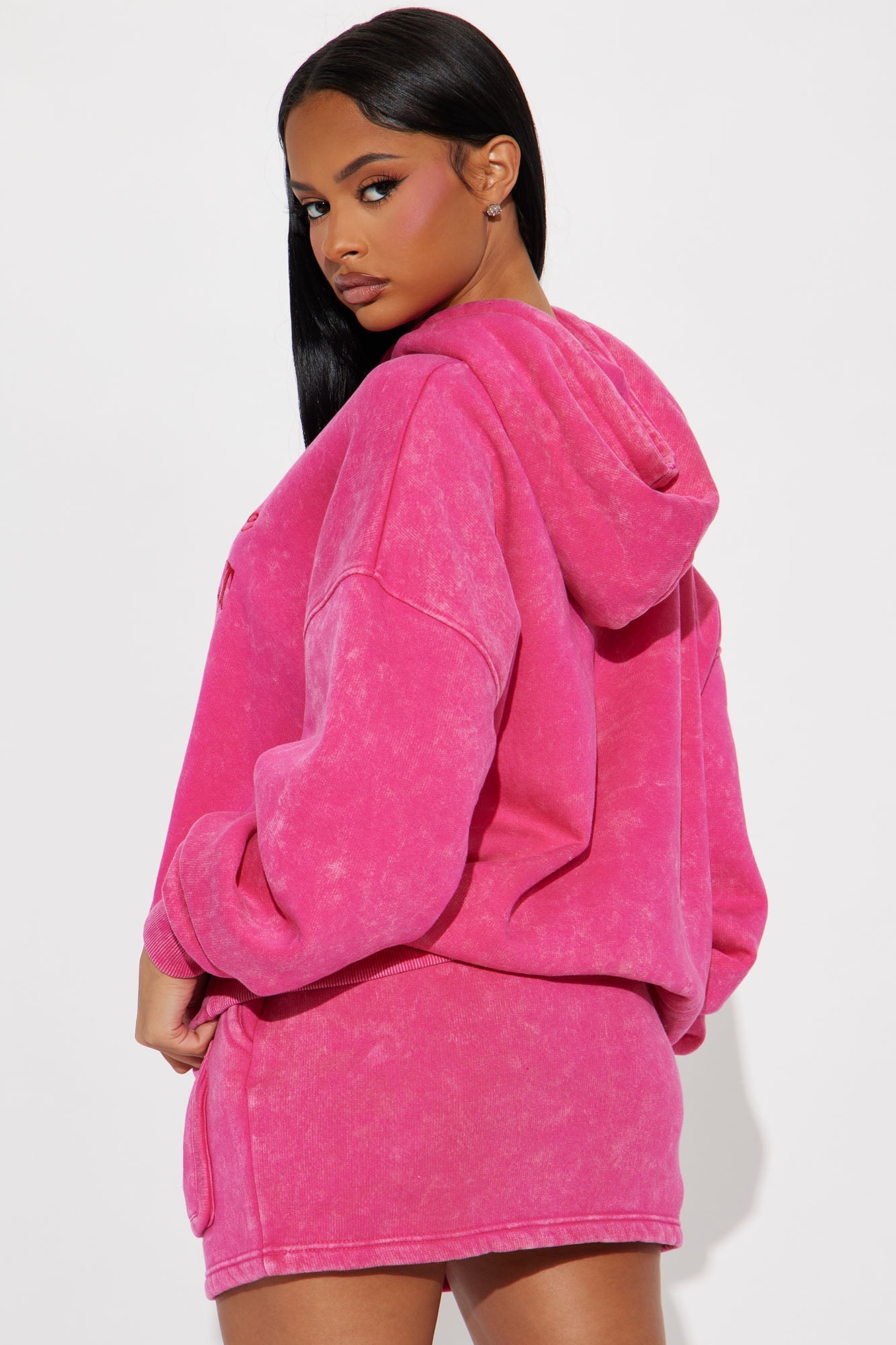 Expensive &amp; Difficult Fleece Skirt Set - Hot Pink