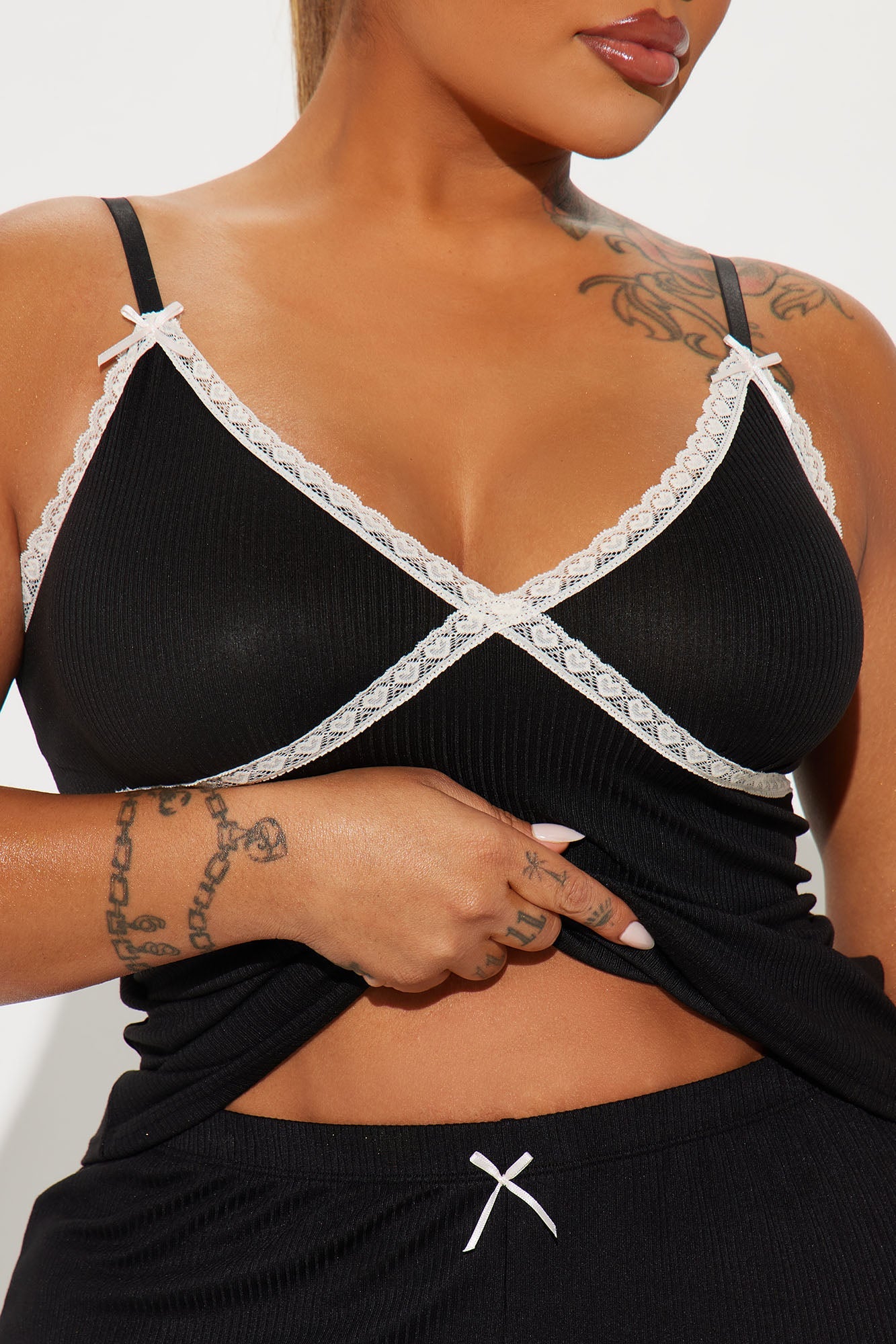 In Your Dreams Ribbed PJ Pant Set - Black