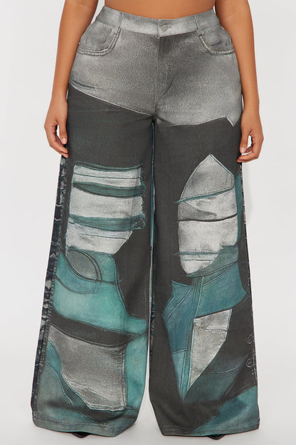 Mixed Emotions Wide Leg Pant - Grey/combo