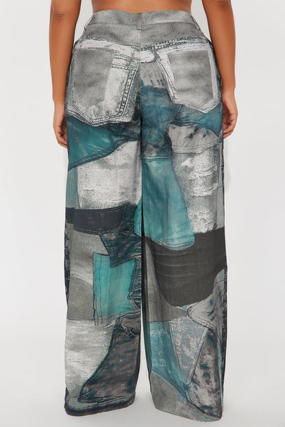 Mixed Emotions Wide Leg Pant - Grey/combo
