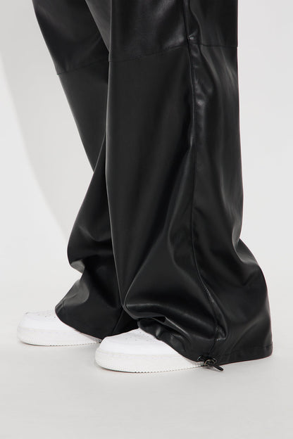 Dana Faux Leather Jogger Pant - Black