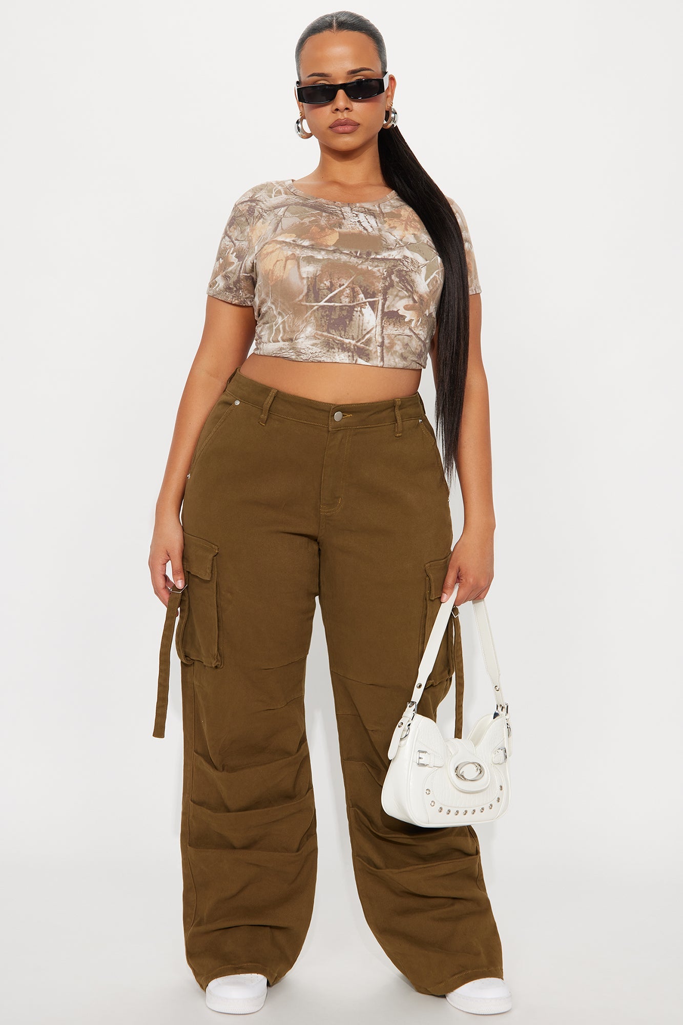 Honey Wide Leg Cargo Pant - Dark Olive