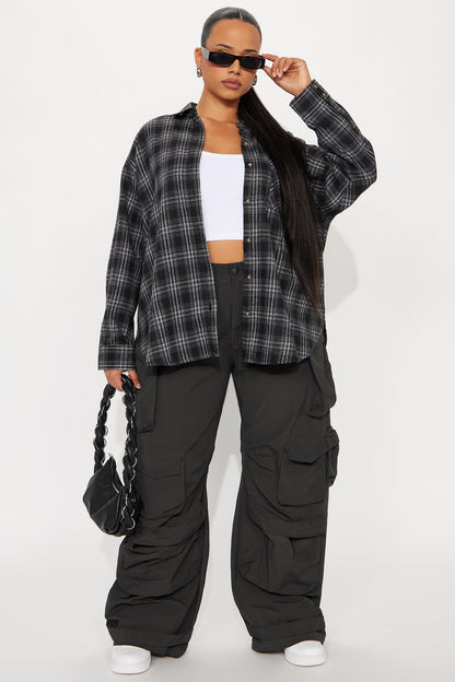 Where You At Flannel Plaid Shirt - Black/combo