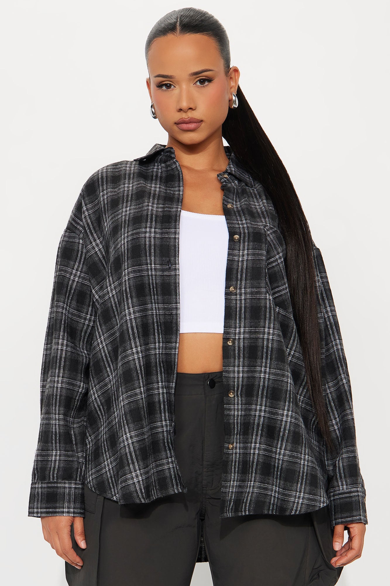 Where You At Flannel Plaid Shirt - Black/combo