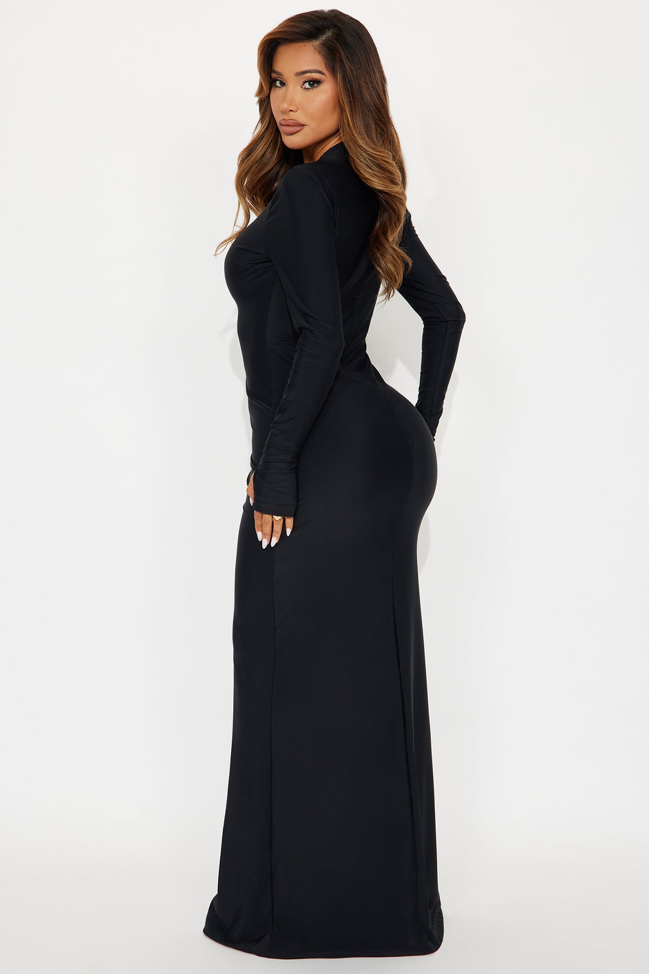 Livia Lace Up Maxi Dress - Black