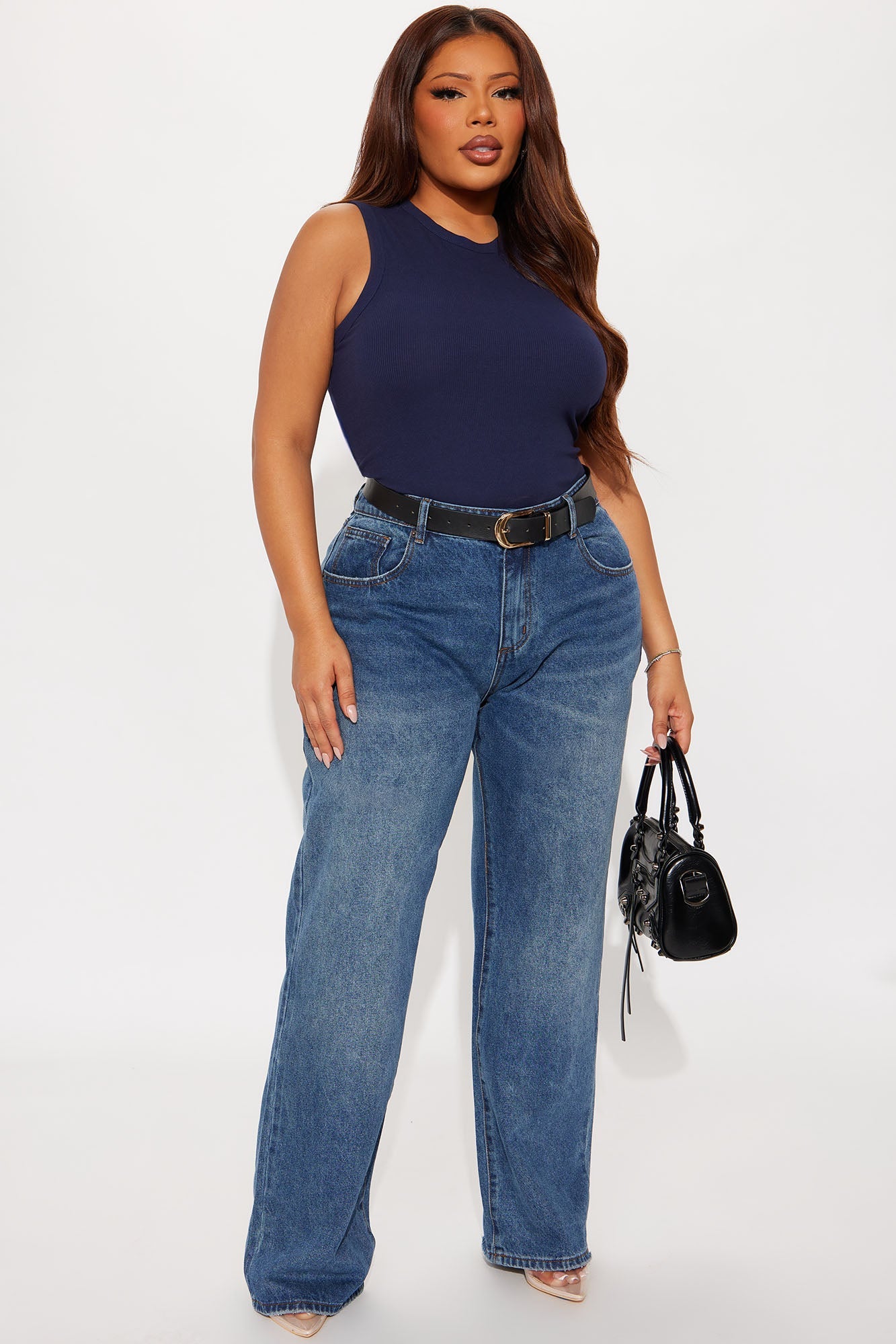 Lily Ribbed Tank - Navy