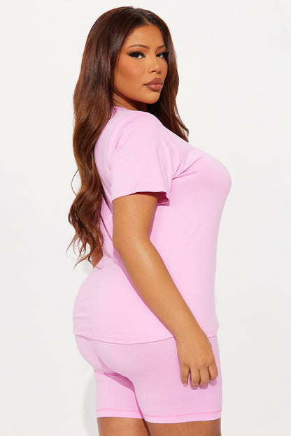Just A Girl PJ Boxer Short Set - Pink