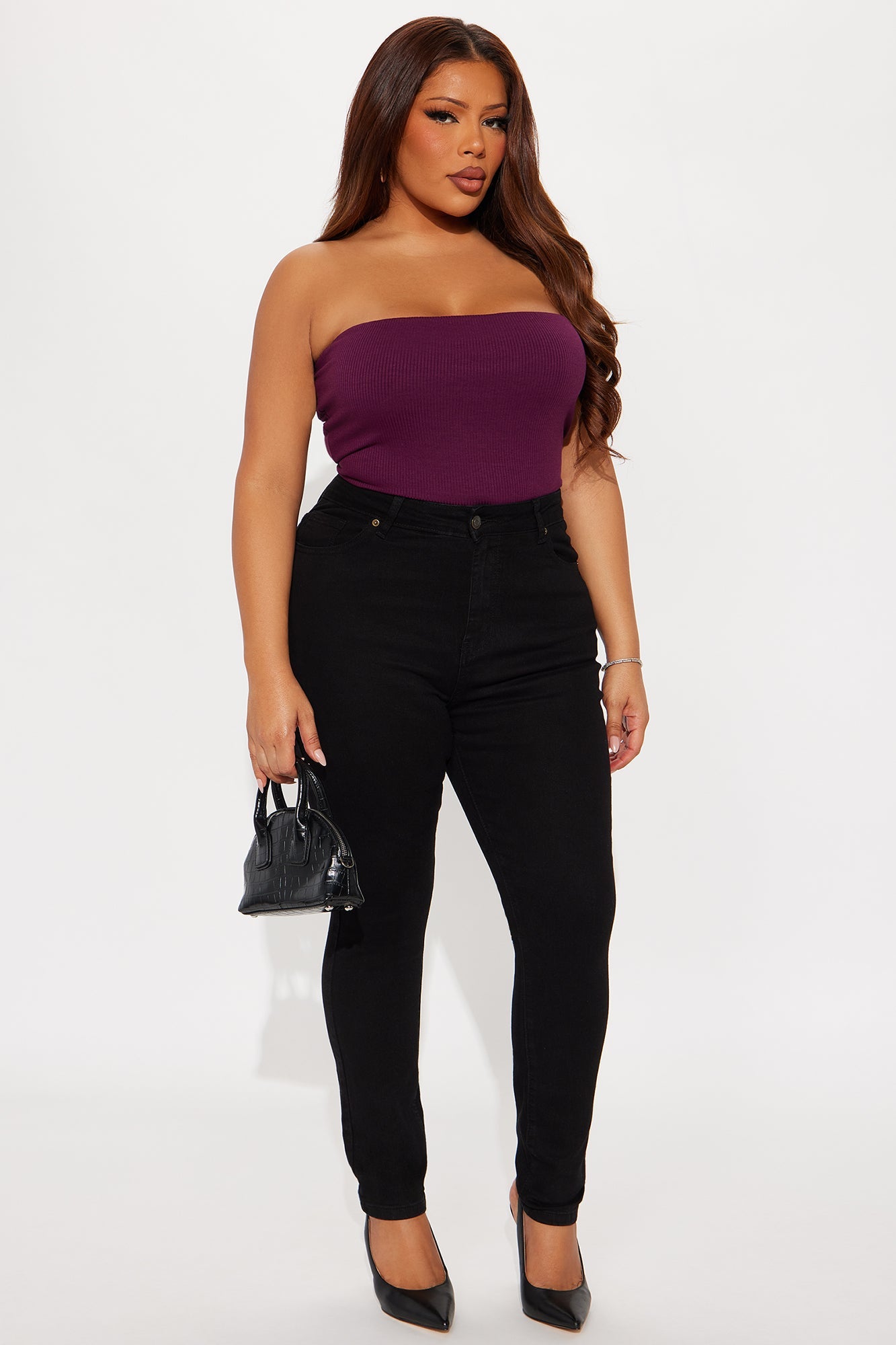Demi Double Lined Tube Bodysuit - Plum