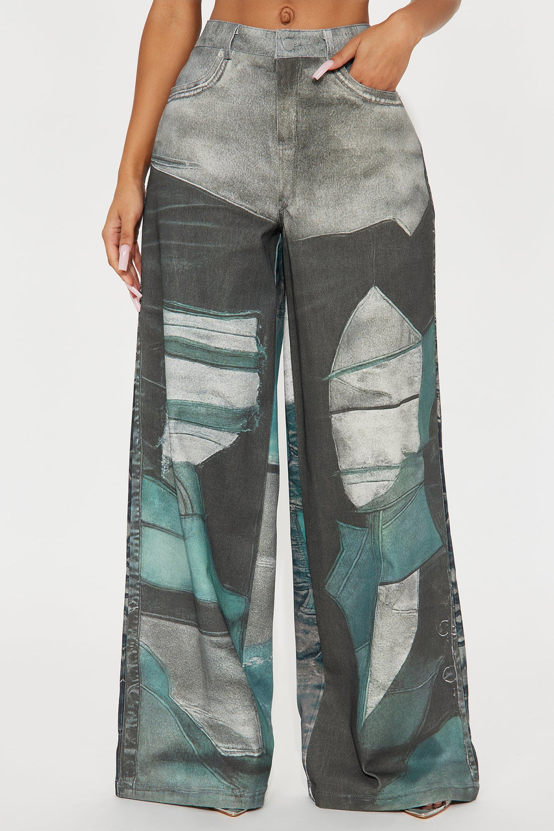 Mixed Emotions Wide Leg Pant - Grey/combo