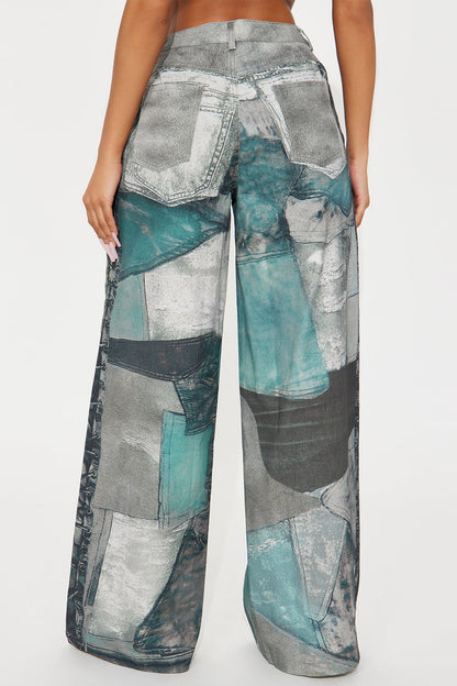 Mixed Emotions Wide Leg Pant - Grey/combo
