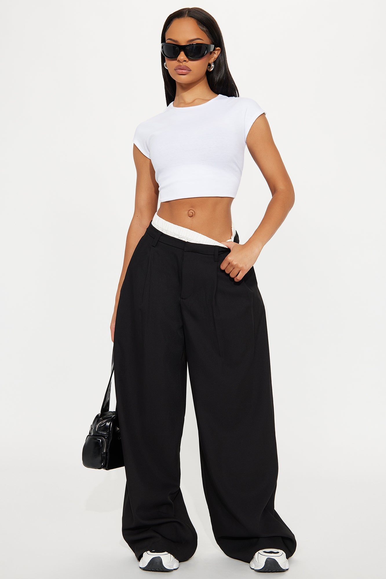 Setting Goals Double Waistband Trouser - Black