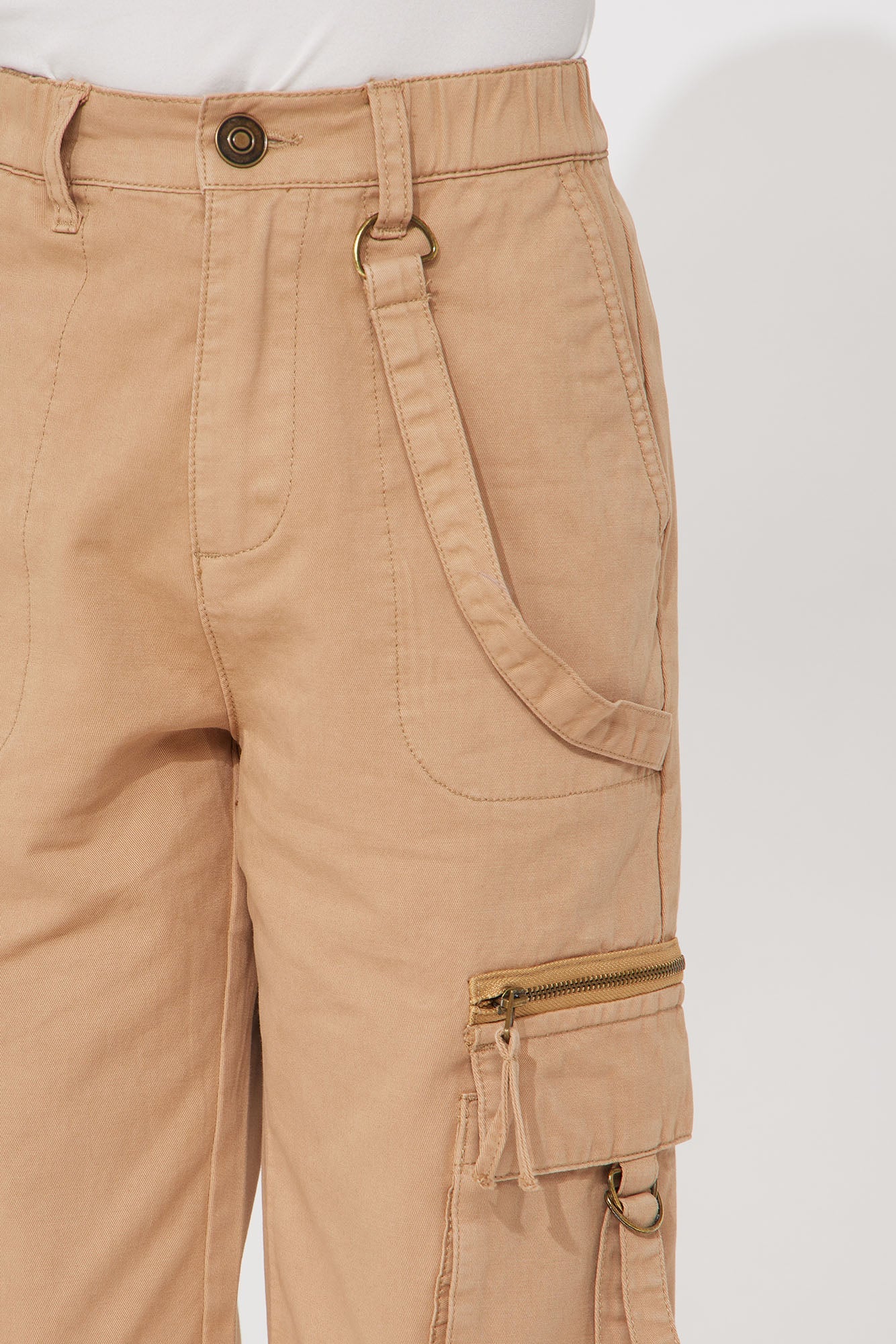 Mini Twill Cargo Pants - Khaki