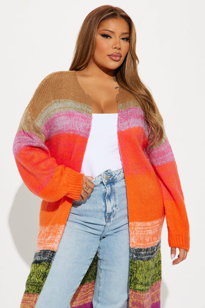 Lennon Color Block Long Cardigan - Multi Color