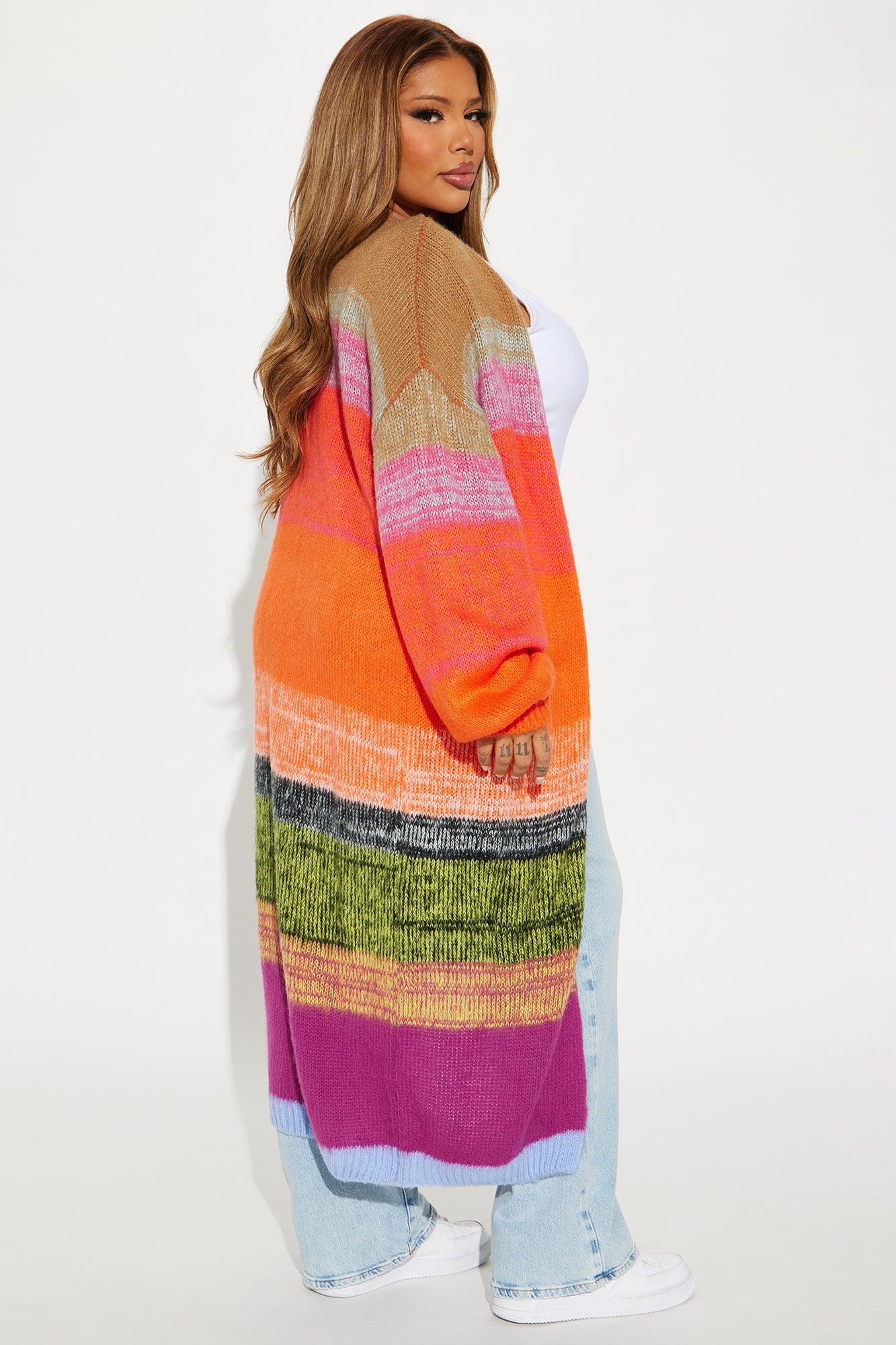 Lennon Color Block Long Cardigan - Multi Color