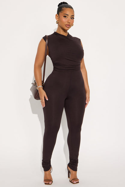 Mila Skinny Leg Jumpsuit - Brown
