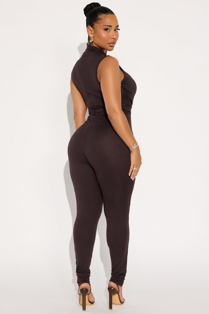 Mila Skinny Leg Jumpsuit - Brown