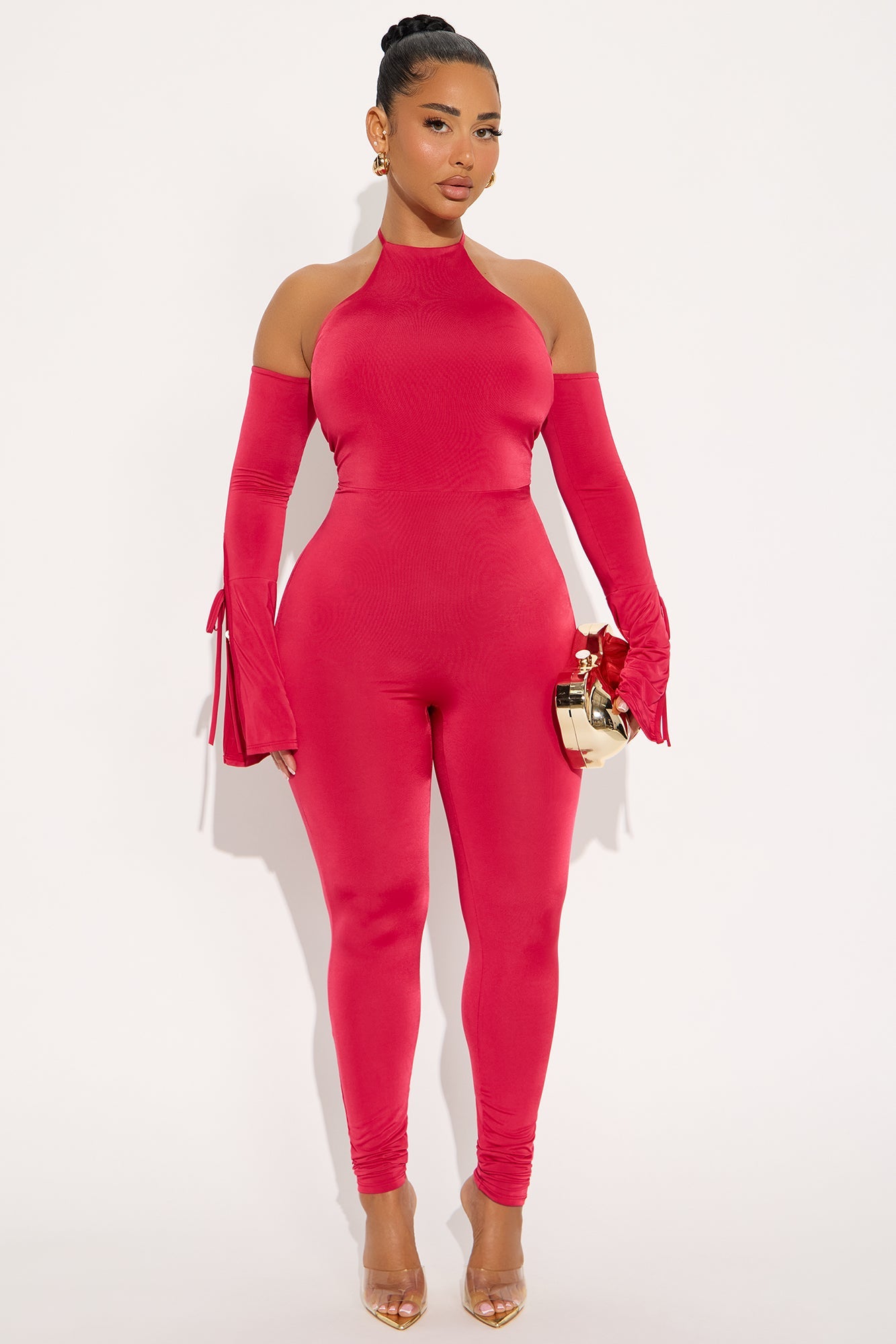 Carla Skinny Leg Jumpsuit - Red
