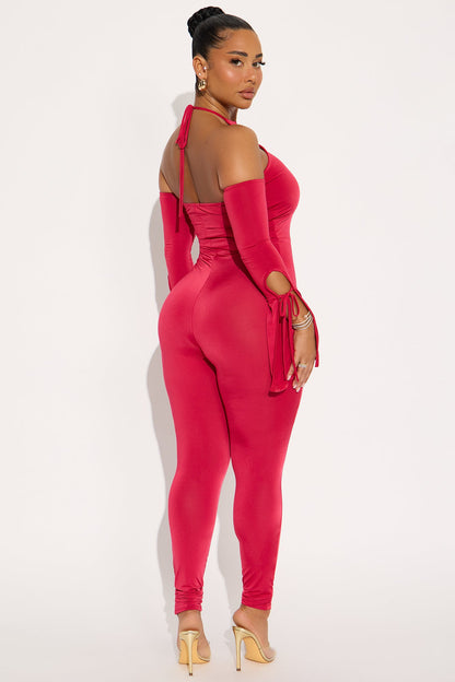 Carla Skinny Leg Jumpsuit - Red