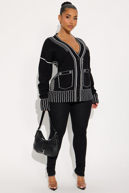 Riley Sweater Pant Set - Black/White